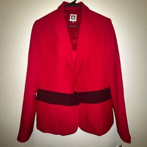 Anne Klein Women's Red Blazer With‎ Black Accents, Size 14